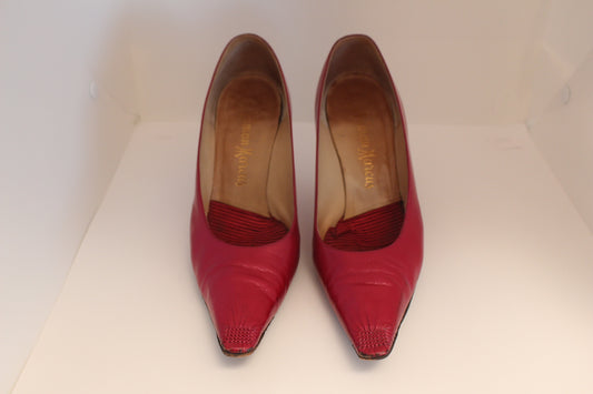 Vintage Leather Fuchsia Shoes made in Italy Neiman Marcus - 6 1/2, 1960s Women's