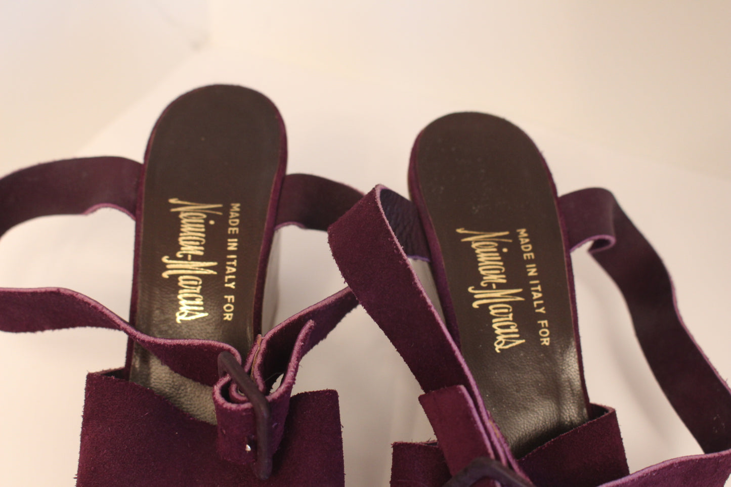 Purple Suede Strap Shoes made by Neiman Marcus. 6.5"