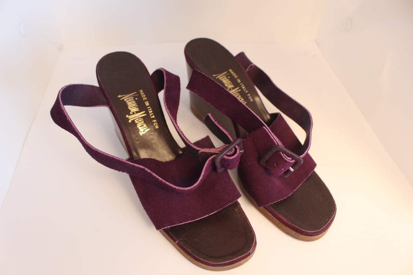 Purple Suede Strap Shoes made by Neiman Marcus. 6.5"