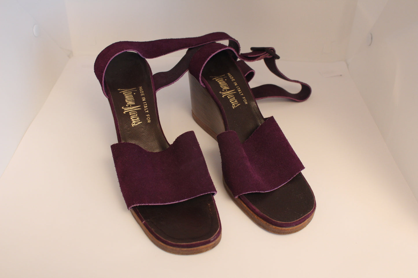 Purple Suede Strap Shoes made by Neiman Marcus. 6.5"