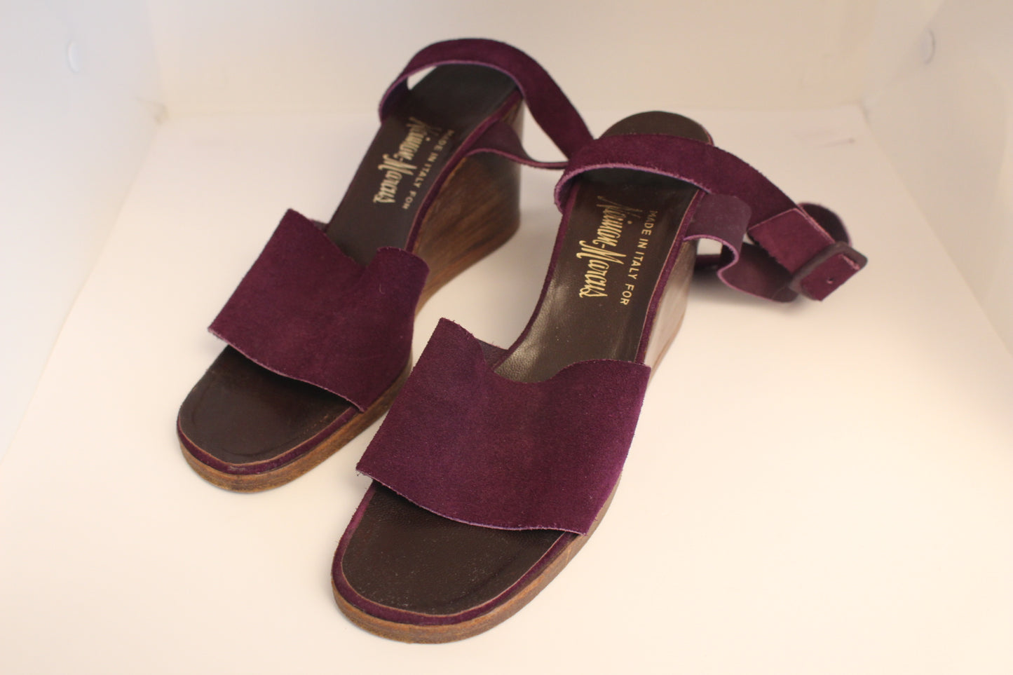 Purple Suede Strap Shoes made by Neiman Marcus. 6.5"