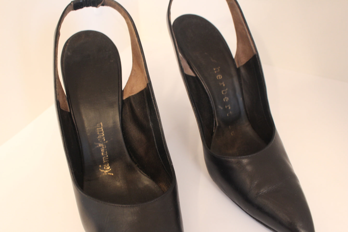 Neimans Herberto Black Pumps Sling Back - 6.5" A,  4" Heels