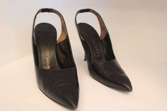 Neimans Herberto Black Pumps Sling Back - 6.5" A,  4" Heels