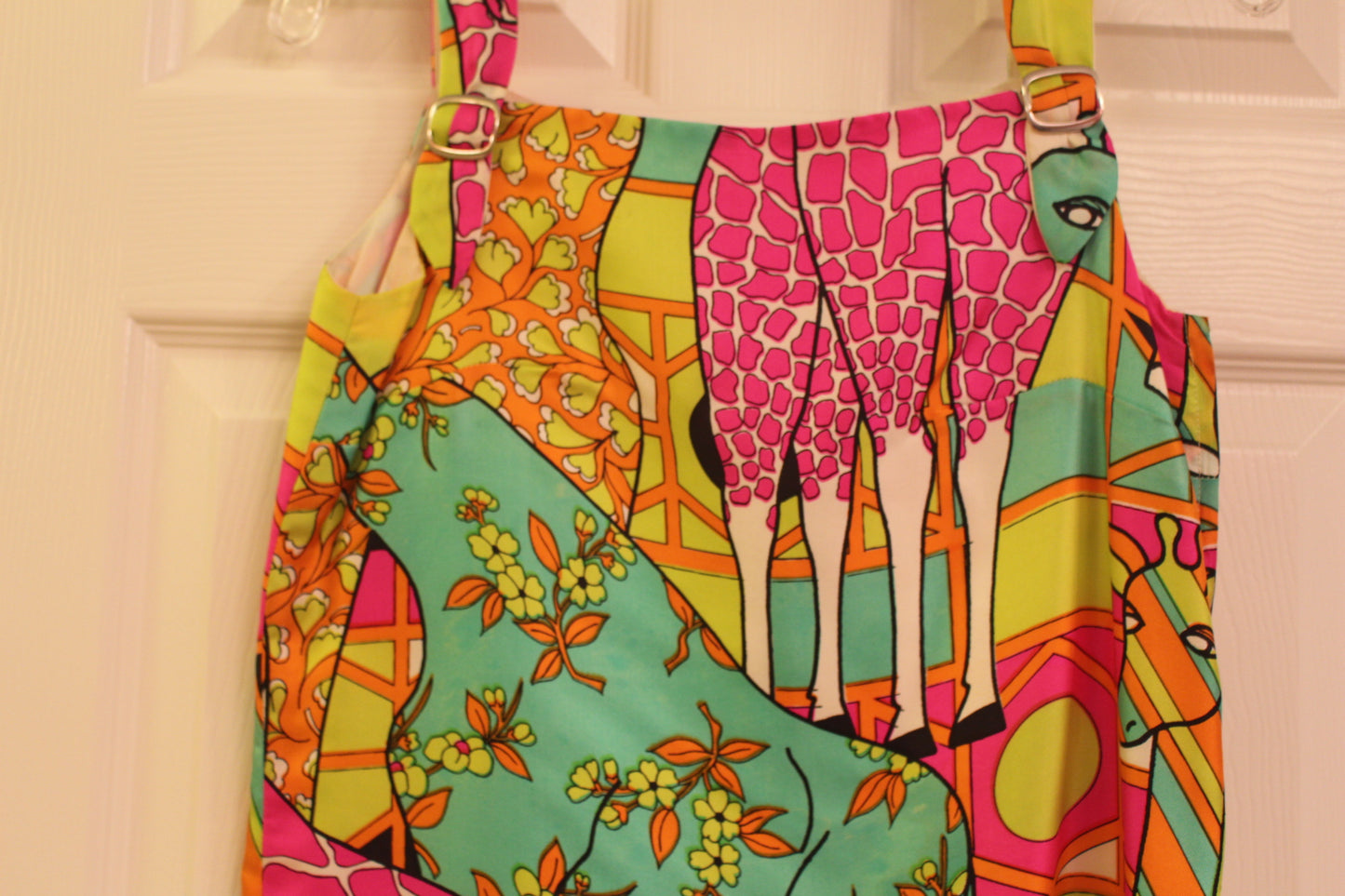 Donna Leonard "Rare" Designer Giraffe Colorful Sleeveless Tank Dress (XS)