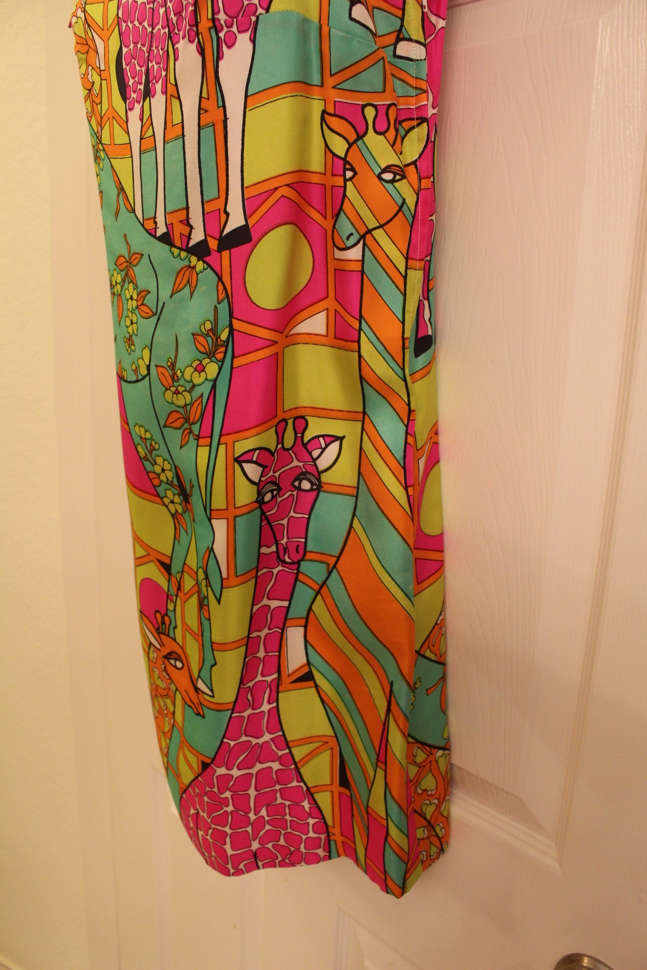 Donna Leonard "Rare" Designer Giraffe Colorful Sleeveless Tank Dress (XS)