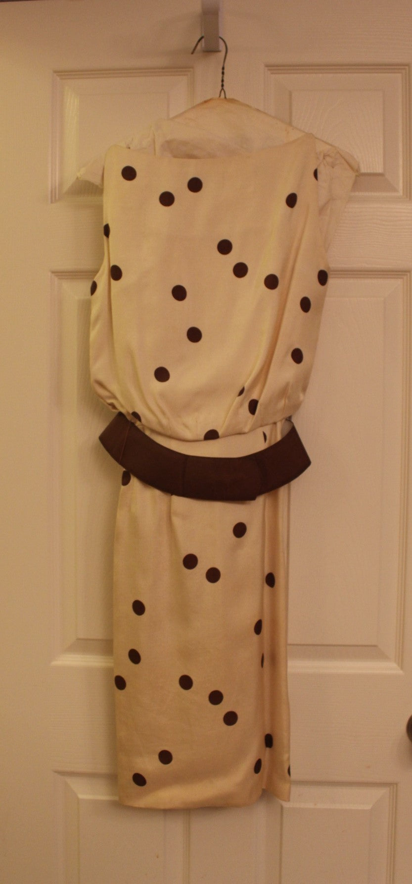 Off White and with Brown Polka Dots Silk Dress (XS)