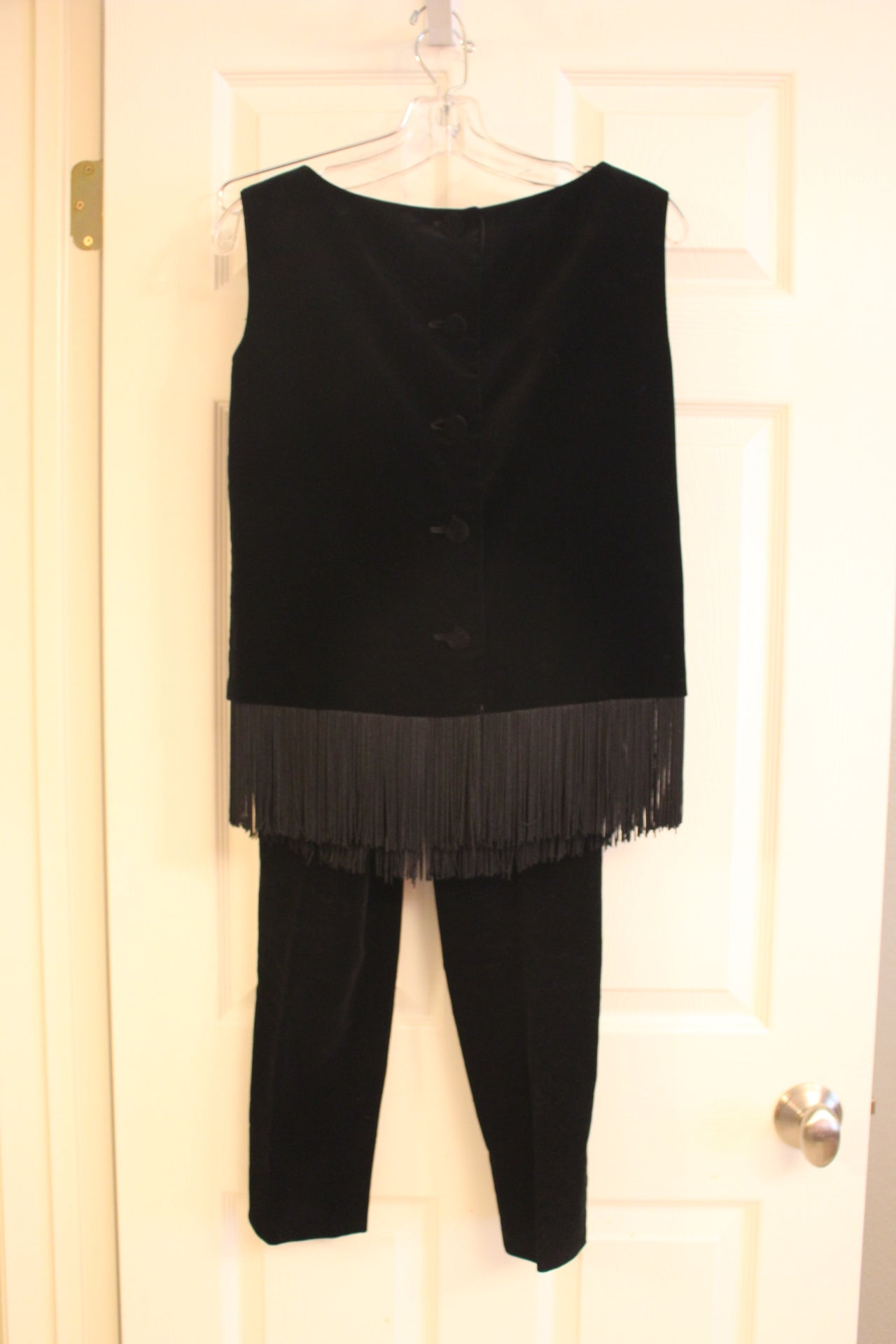 Black Velvet Dressy Sleeveless Shirt and Velvet Pants (XS/SM)