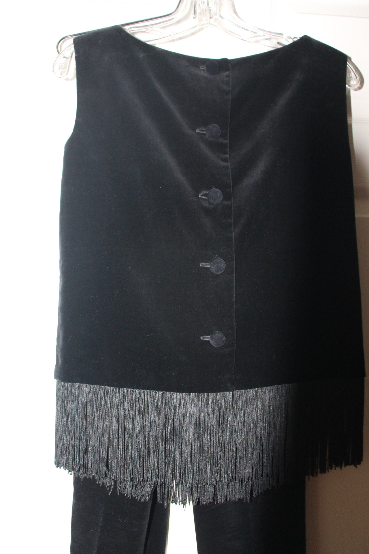 Black Velvet Dressy Sleeveless Shirt and Velvet Pants (XS/SM)