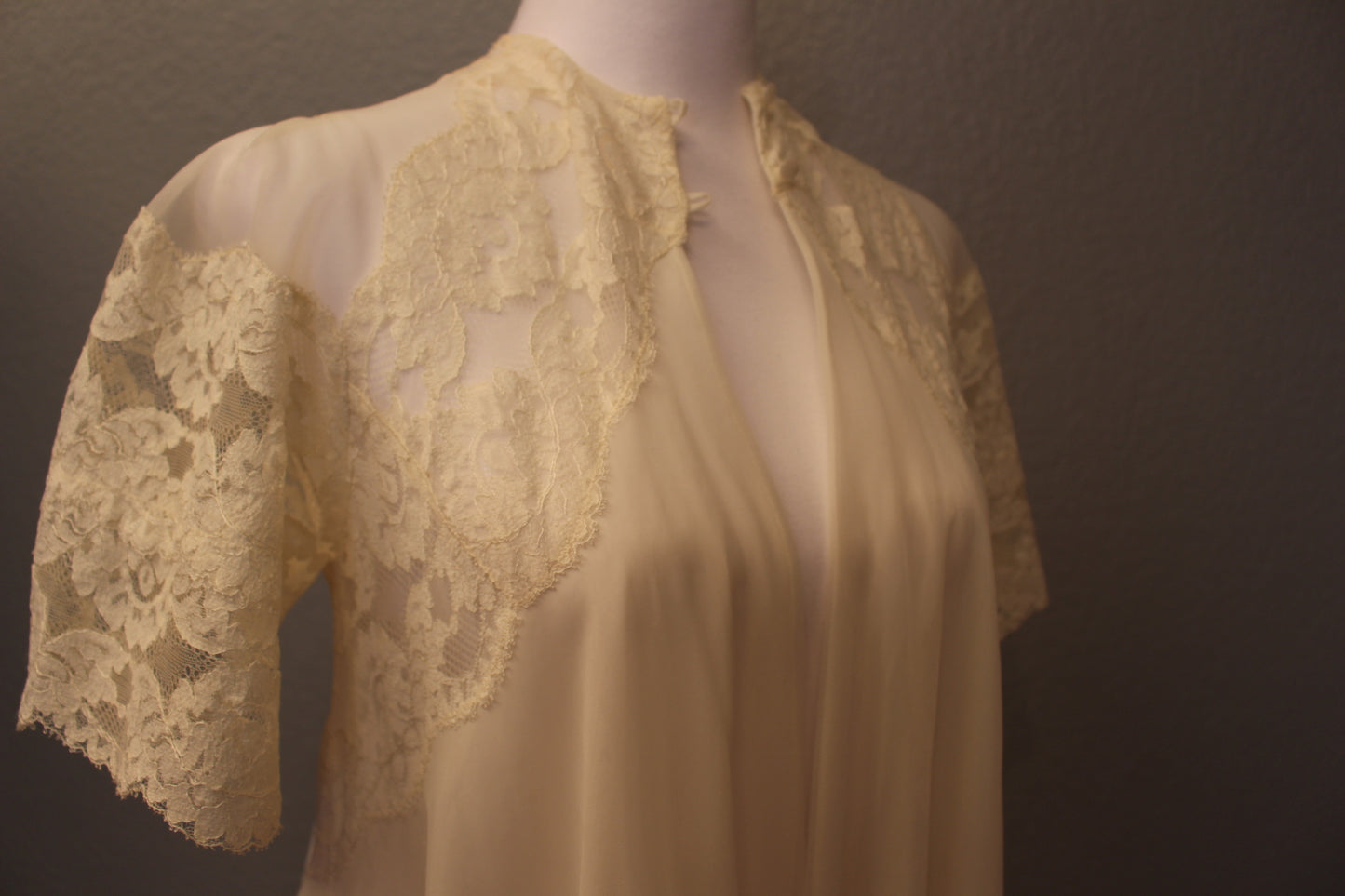 Negligee for Wedding Night, Lace, Beadded. Overlay Jacket and Gown