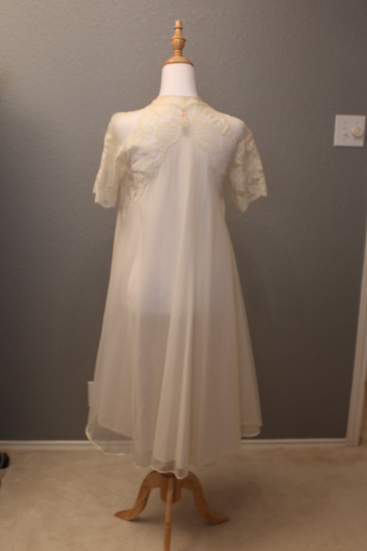 Negligee for Wedding Night, Lace, Beadded. Overlay Jacket and Gown