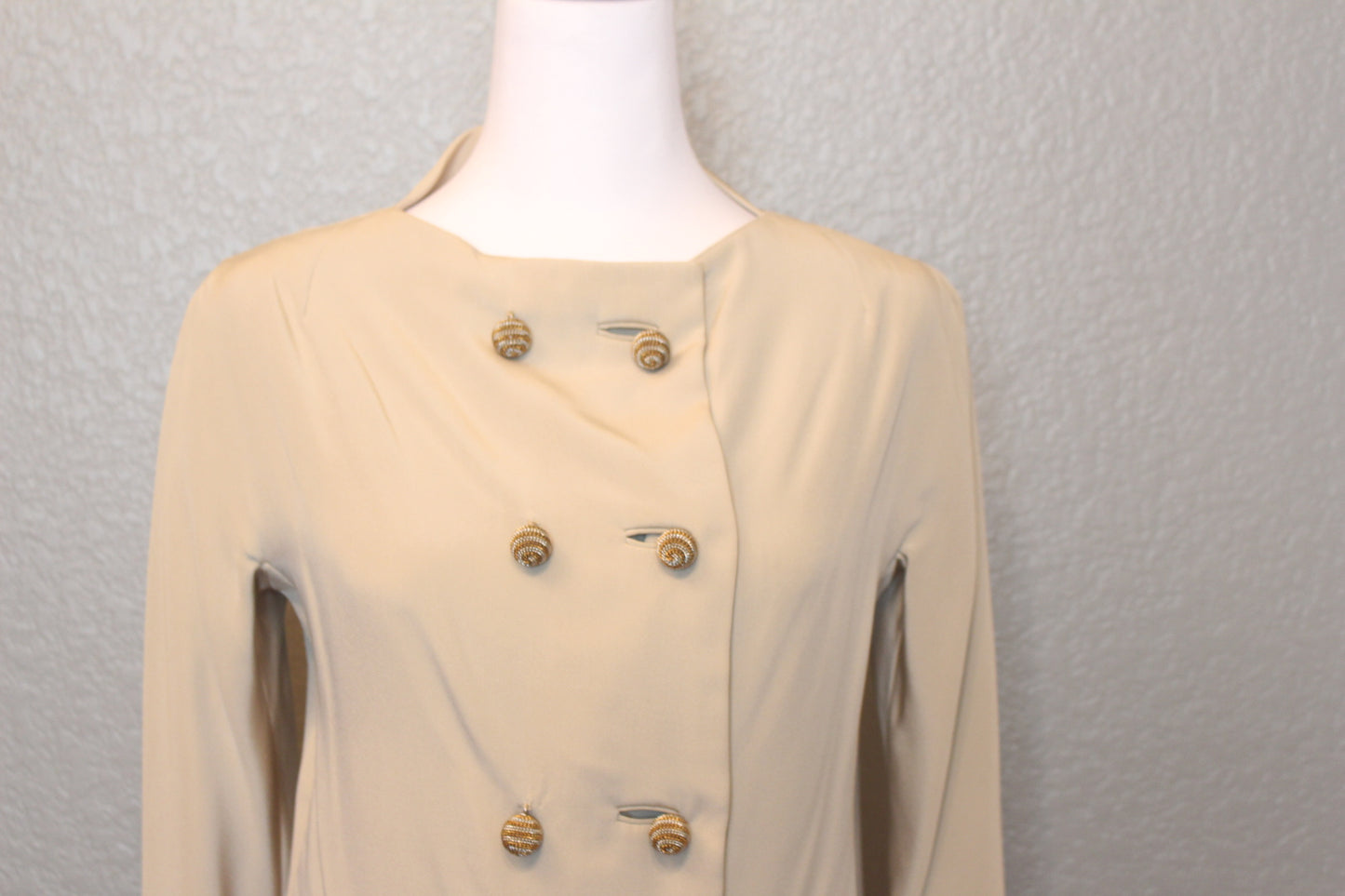 Sharp and Snazzy Light Gold Dress with Jacket