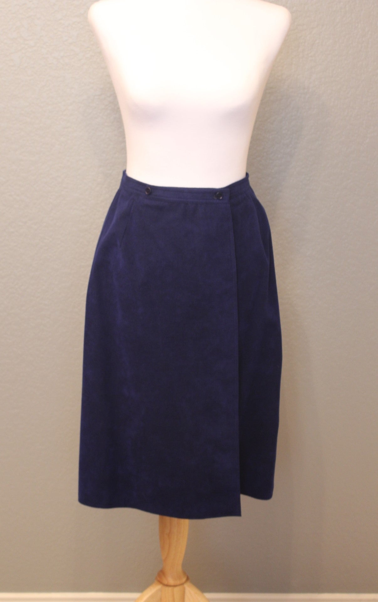 Halston Designer Royal Blue Suede Skirt (SM)