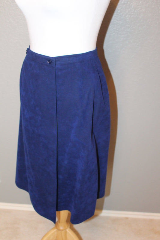 Halston Designer Royal Blue Suede Skirt (SM)