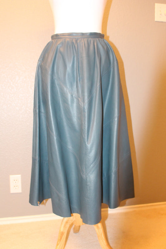 Begedor Italia Blue Unique Leather Skirt made it Italy XS/Small