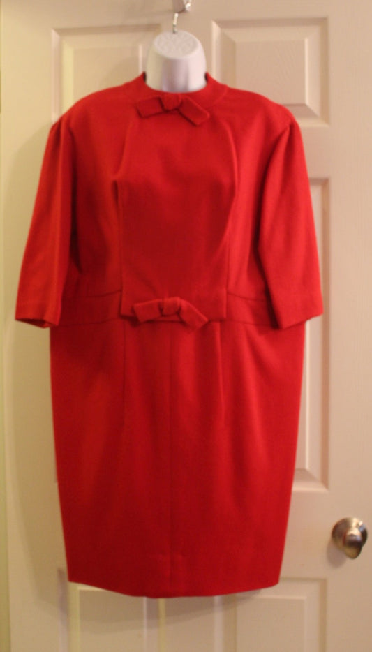 Vintage 1950’s Dorene Fashions of NY Wool Red Dress Size SM / Small