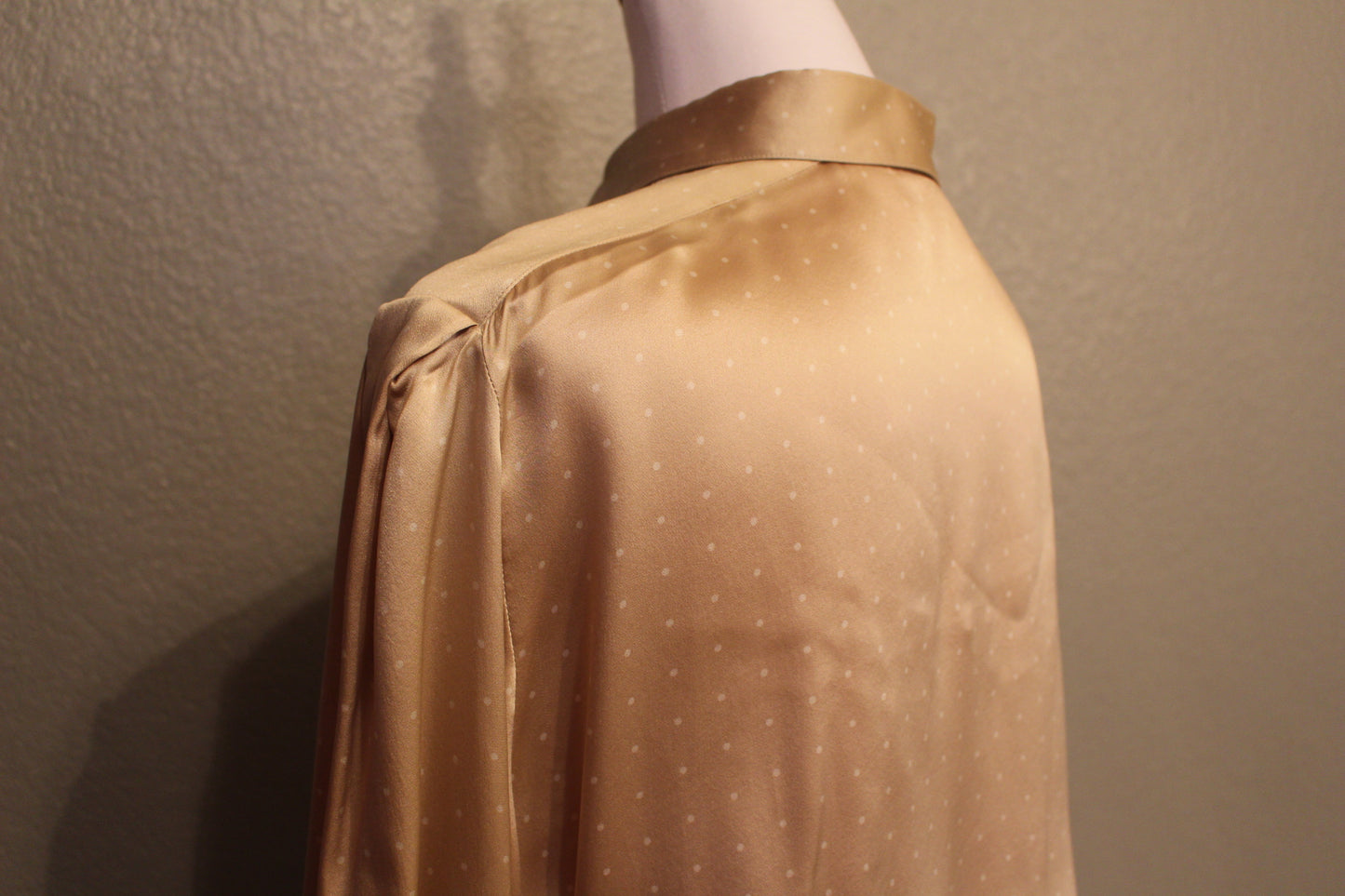 Silk Light Gold Dotted Blouse and Skirt Set (SM)