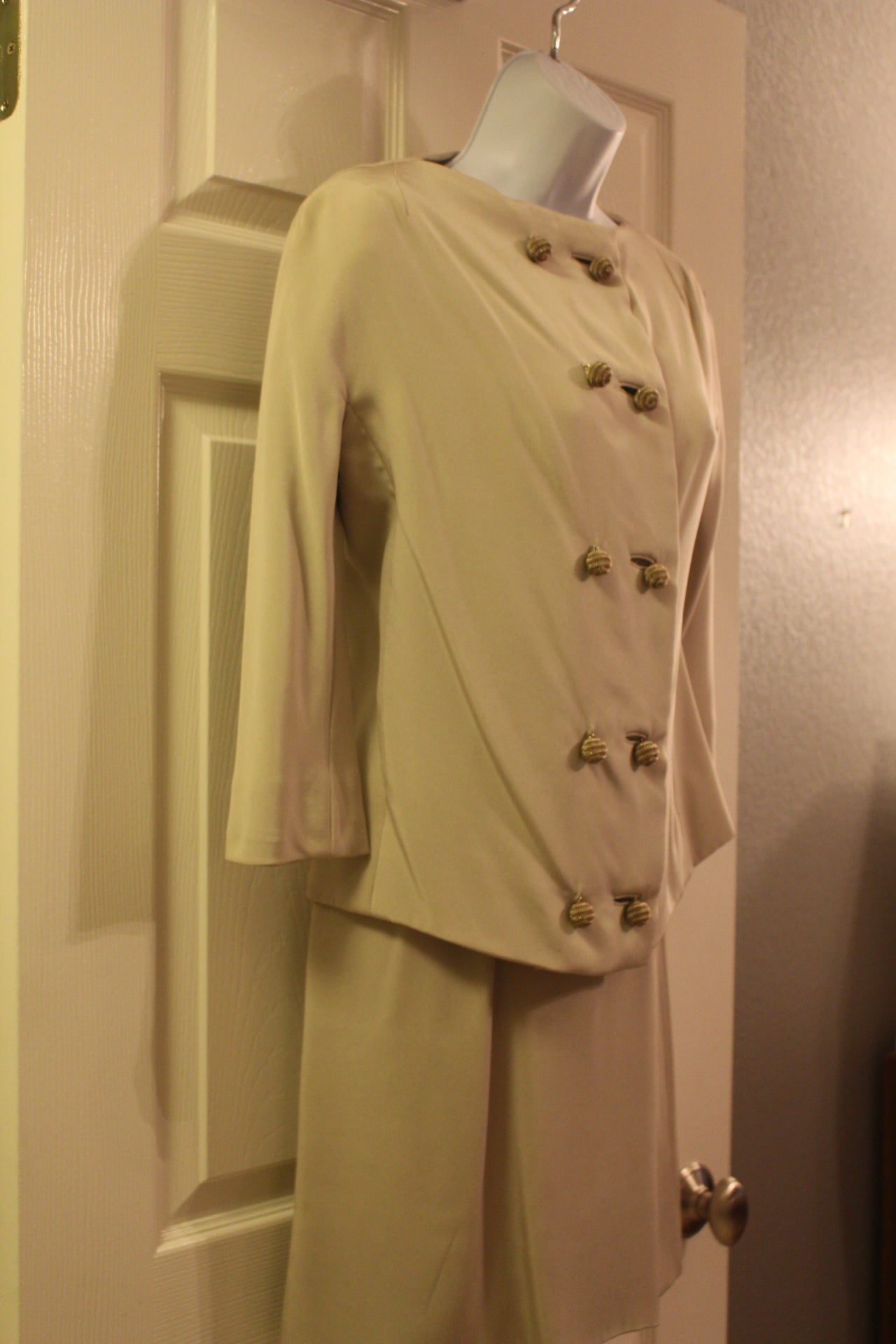 Sharp and Snazzy Light Gold Dress with Jacket